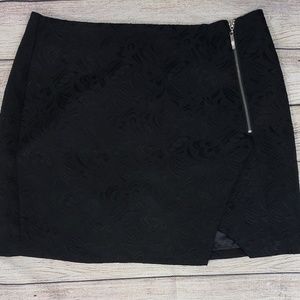 Forever 21 Black Wrap Front Zip Mini Skirt